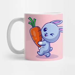 Cute Rabbit Holding Carrot Cartoon Mug